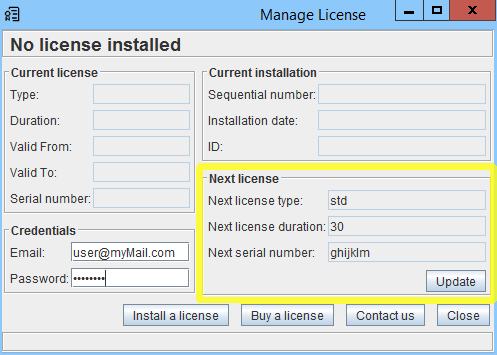 Check the license in Trading Conceiver