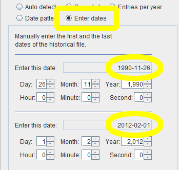 Enter dates
