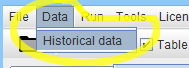 Historical Data menu